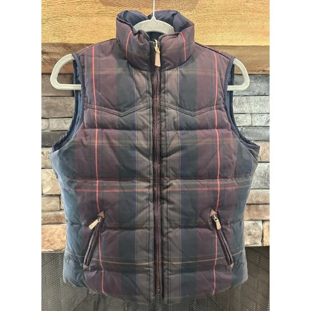 Women’s LAUREN Ralph Lauren Reversible Plaid / Blue Puffer Vest Size S *D6